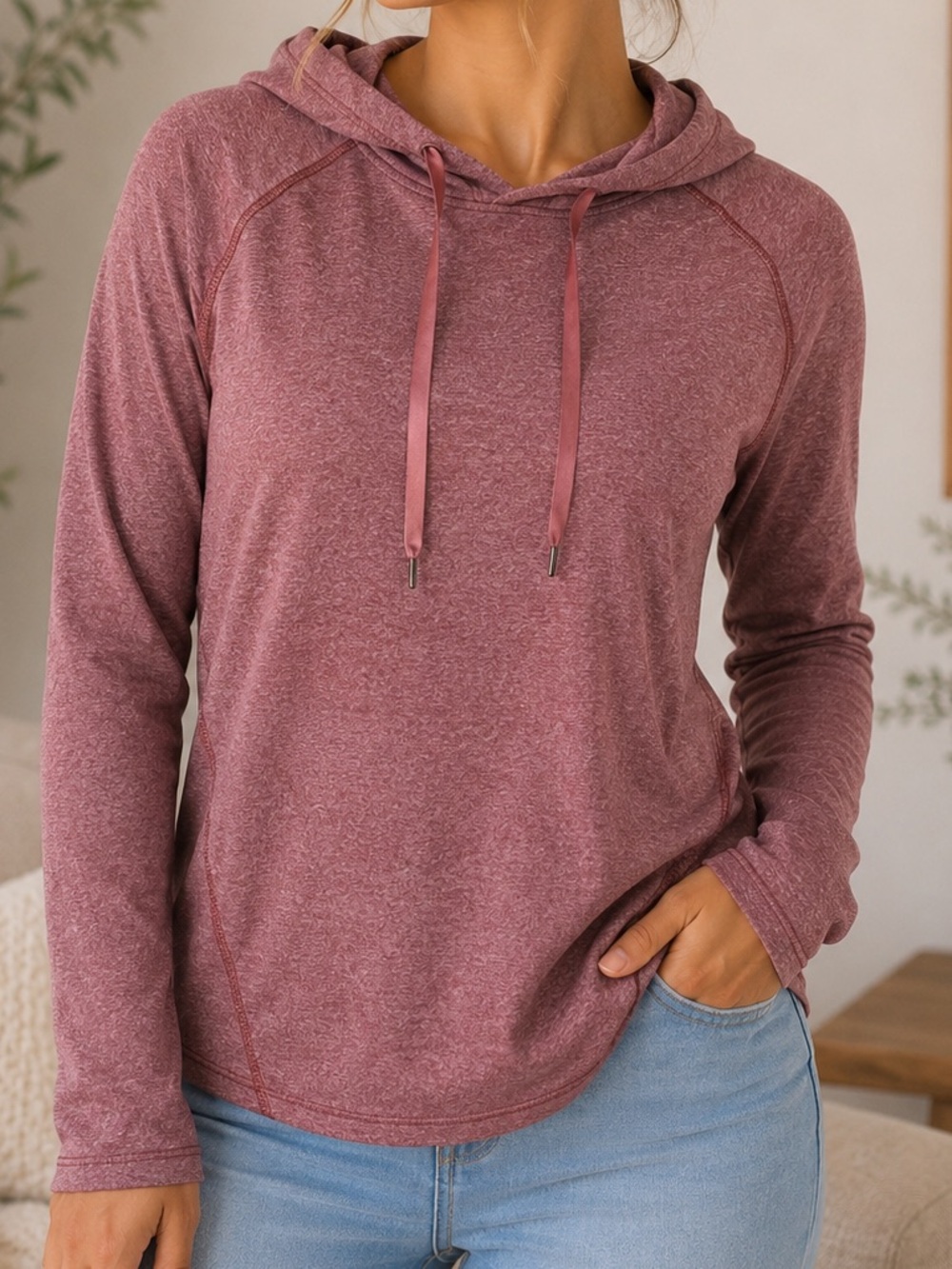 Marika Dusty Rose Hooded Long-Sleeve Pullover